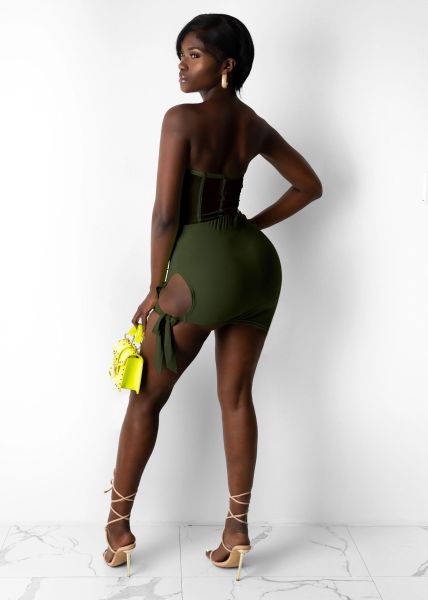 Sexy nightclub skirt pleated sleeveless two-piece women