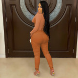 Long-sleeved tight-fitting lace-up high-stretch sexy nightclub net gauze jumpsuit