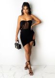 Sexy nightclub skirt pleated sleeveless two-piece women