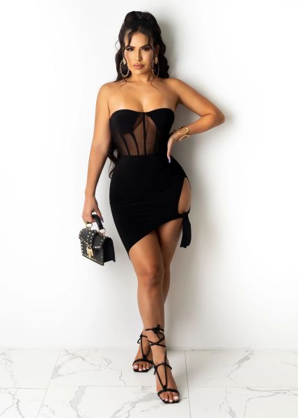 Sexy nightclub skirt pleated sleeveless two-piece women
