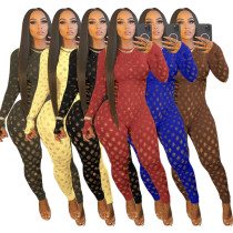 Sexy women's tight-fitting long-sleeved hollow nightclub outfit women