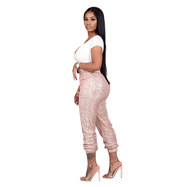 Ladies' new style coated casual sequined leggings, ladies leggings