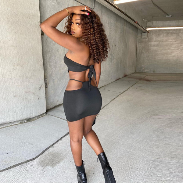 Explosive style, hollow stitching, lace, fashionable and sexy, two-piece women's suit