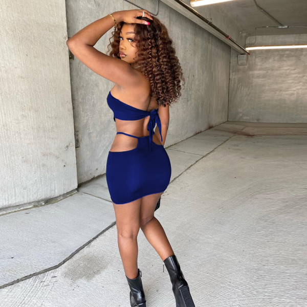 Explosive style, hollow stitching, lace, fashionable and sexy, two-piece women's suit