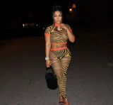 New fashion sexy mesh printing two-piece suit
