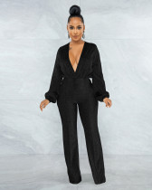 New sexy sexy V-neck high stretch lurex women's jumpsuit
