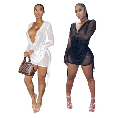 Explosive style mesh stitching fashion women's two-piece suit