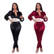 Women's autumn and winter ladies pure color leisure sports suit two-piece suit