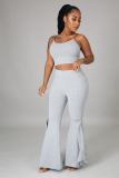 Women's Fashion New Ruffled High Waist Slim Flared Pants Two-Piece Set