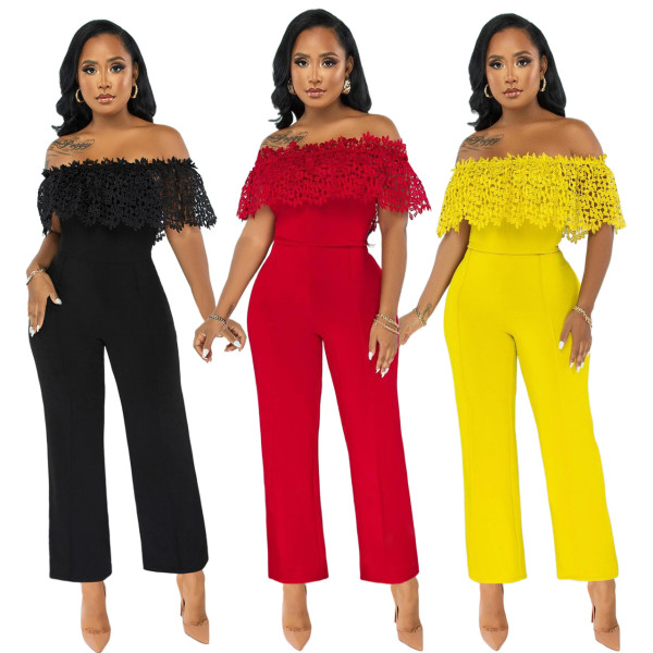 New lace slim-fit commuter jumpsuit