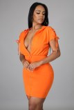 Summer fashion new casual solid color bandage hooded dress