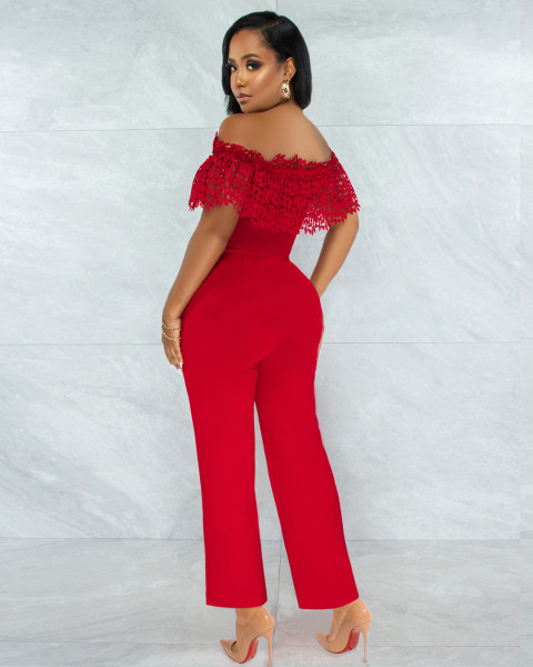 New lace slim-fit commuter jumpsuit