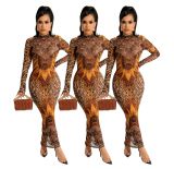 Women's spring new fashion tie-dye printing halter strap sexy gauze dress