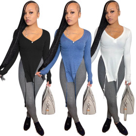 New button finger sleeves drawstring spring buckle split top