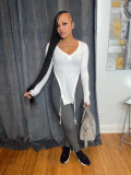 New button finger sleeves drawstring spring buckle split top