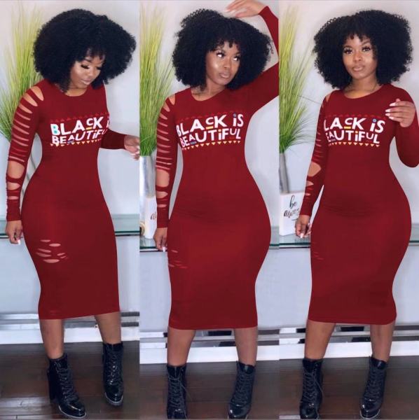 Women's new style solid color burnt flower offset printing sexy dress