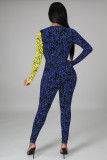 New letter print V-neck belt jumpsuit