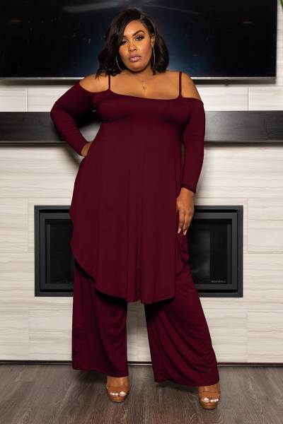 Large size women's suspenders irregular top wide-leg pants casual suit