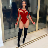 New style gold velvet mesh stitching jumpsuit three-color optional