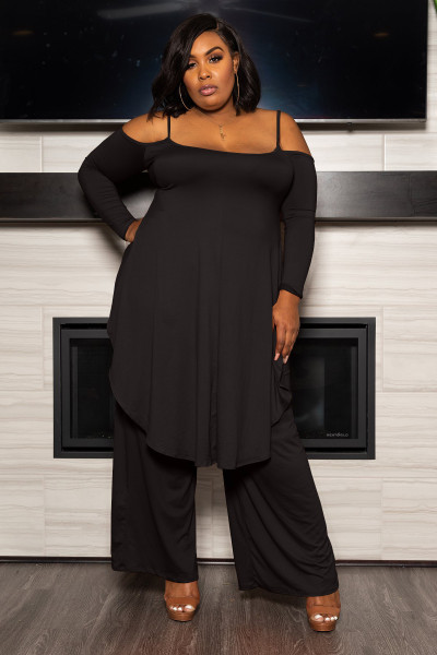Large size women's suspenders irregular top wide-leg pants casual suit