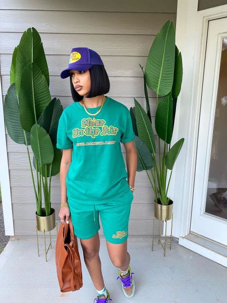 New style short-sleeved shorts with letter printing casual fashion two-piece suit