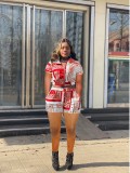 Women Fashion Cashew Flower Totem Printed Zipper Set