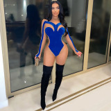 New style gold velvet mesh stitching jumpsuit three-color optional