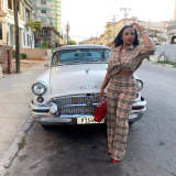 Fashion casual suit printed long-sleeved lapel shirt casual straight-leg pants suit