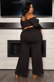 Large size women's suspenders irregular top wide-leg pants casual suit