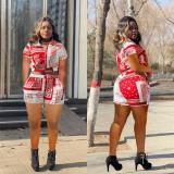 Women Fashion Cashew Flower Totem Printed Zipper Set