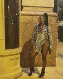 Shiny fungus lace-up split dress