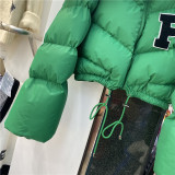 Winter new embroidered letter stitching large lapel lamb wool short thick cotton coat women