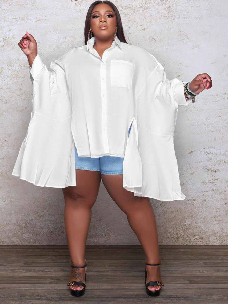 Loose Doll Sleeve V-Neck Shirt