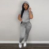 Women's Spring/Summer Fashion Sports Sweater Hooded Short Sleeve Suit Women's Two-piece Set