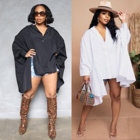 Loose Doll Sleeve V-Neck Shirt