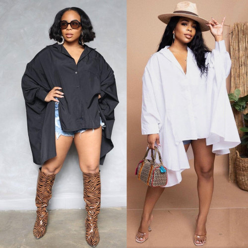 Loose Doll Sleeve V-Neck Shirt