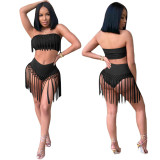 Women's fashion sexy high waist tassel two-piece swimsuit