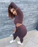 Women's sexy off-shoulder casual solid color two-piece personality trousers women's clothing