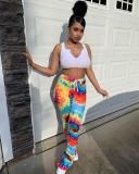 Women's Fashion Spring Summer Tie Dye Printed Flared Pants Women's Casual Trousers