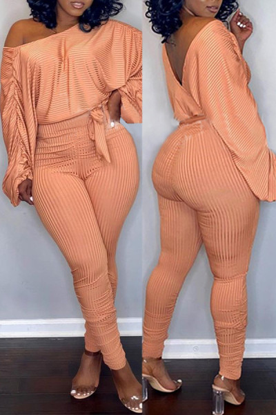 Women's sexy shawl back hollow pit strip two-piece suit