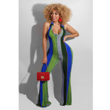 Halter print jumpsuit flared pants
