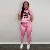 statement print hooded casual suit