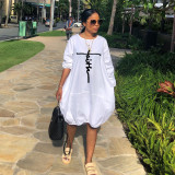 statement print dress with loose pockets