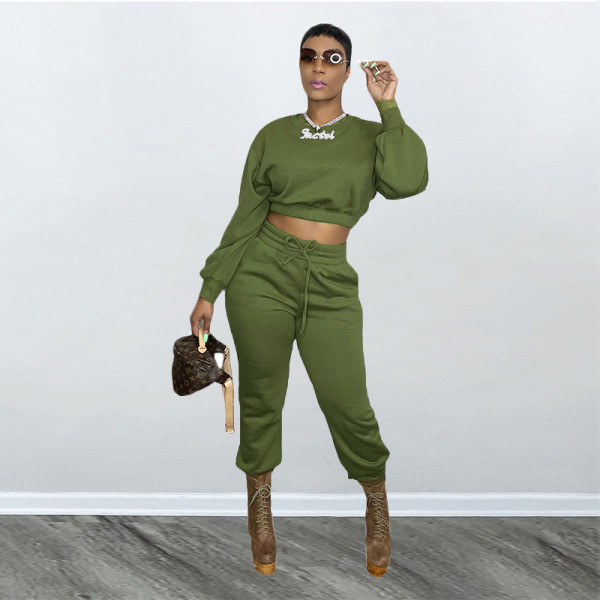 Pure color casual fashion winter plus cotton two-piece suit