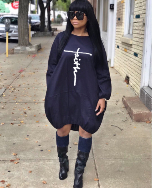statement print dress with loose pockets