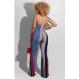 Halter print jumpsuit flared pants