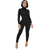 Women's solid color casual suit, long-sleeved sports suit