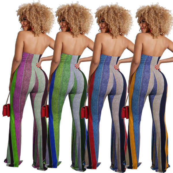 Halter print jumpsuit flared pants
