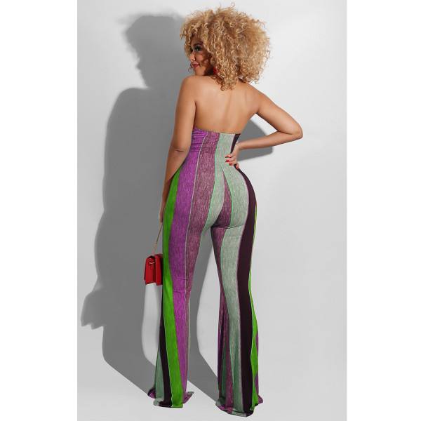 Halter print jumpsuit flared pants