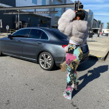 Women's Fashion Spring Summer Tie Dye Printed Flared Pants Women's Casual Trousers